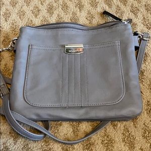 Grey Cross-body purse, multiple pockets